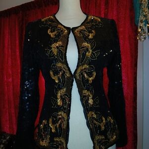 Black and Gold Embellished Women's Blazer